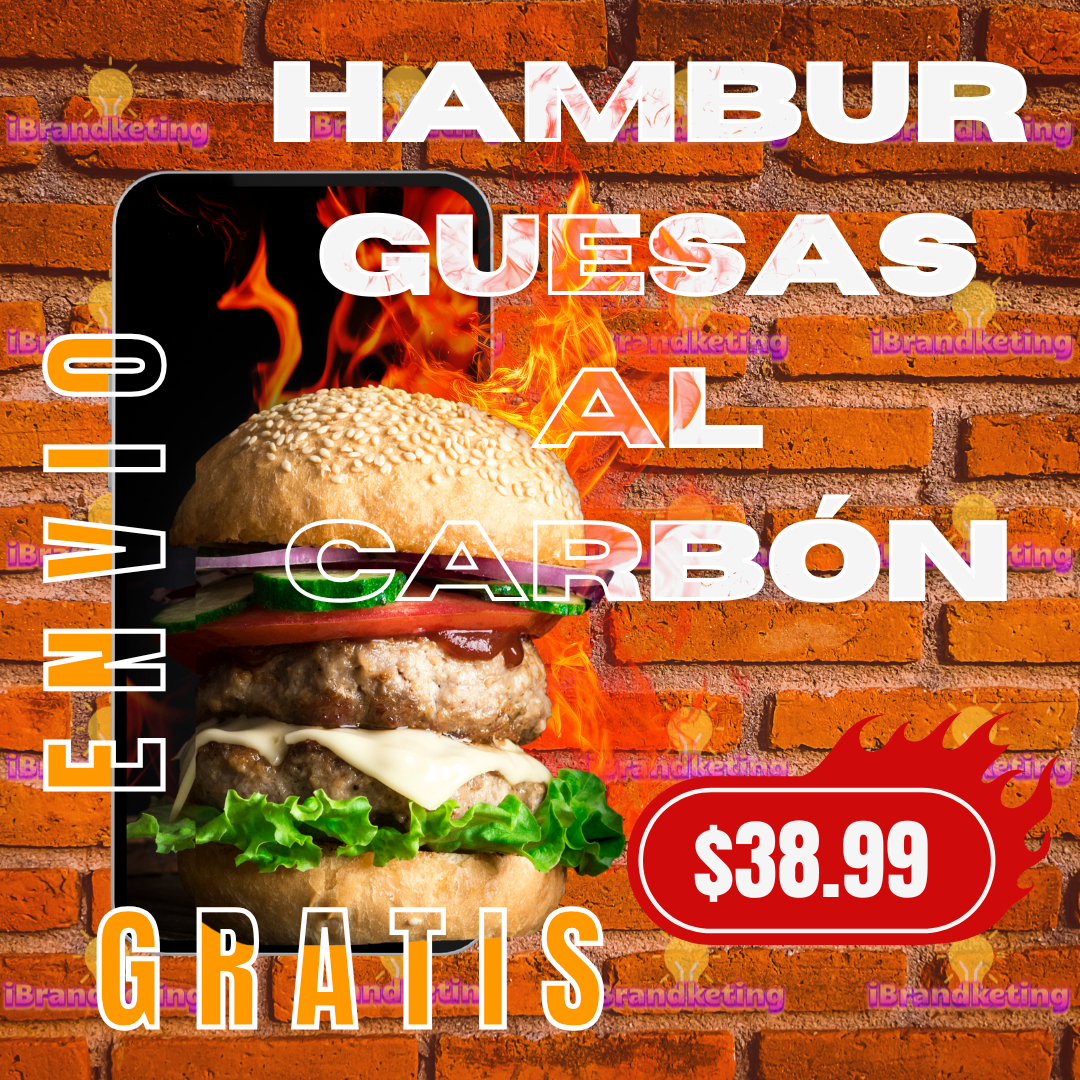 Publicidad profesional para restaurantes, publicidad para redes sociales, anuncio de hamburguesas